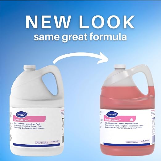 Diversey BreakDown Odor Eliminator & Cleaner Conc, Fresh, 1 gal, 4 Pack