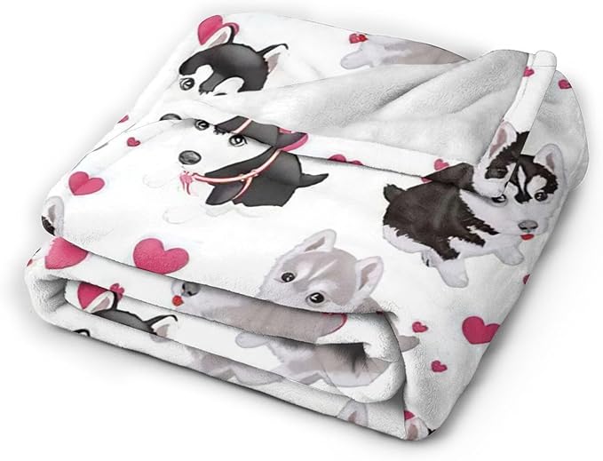 Alaskan Malamute Dog Blanket Cute Dog Throw Blanket Alaskan Dog Gifts and Decor Dog Blanket for Girls Women Kids Adults Soft Warm Cozy Fleece Blanket for Couch Sofa Bed 50"x40"