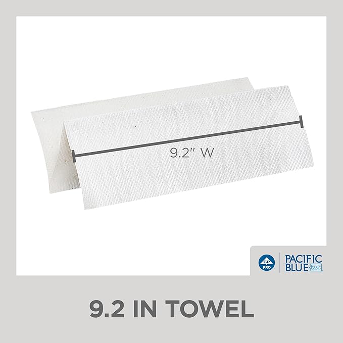 Pacific Blue Basic Multifold Paper Towels by GP PRO (Georgia-Pacific), White, 20204, 250 Towels Per Pack, 16 Packs Per Case, (Case of 16 Packs, 250 per Pack)