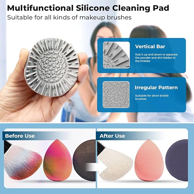 Electric Makeup Brush Cleaner with Brush Clean Mat, USB Charging Automatic Electric Makeup Brush Cleaner, Makeup Brush Cleaner Machine Fit For All Size Makeup Brush, Great Gift for Women Girls