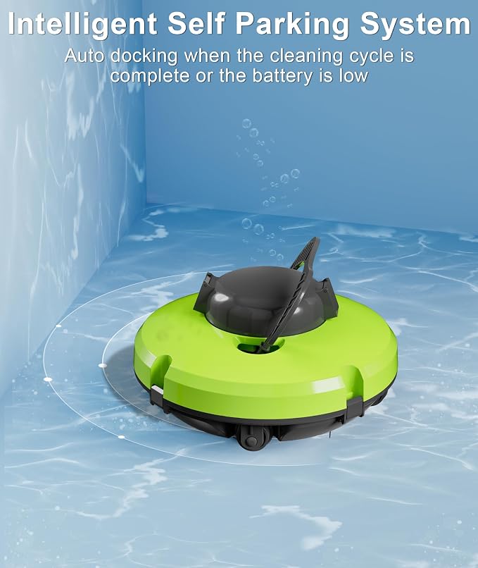 GMAPLAE Cordless Pool Vacuum for Above Ground Pool, Robotic Pool Cleaner with Dual Motors Strong Suction, 120 Mins Runtime, Auto-Parking, Pool Cleaner Robot for Inground Flat Pools Up to 1000 Sq.Ft