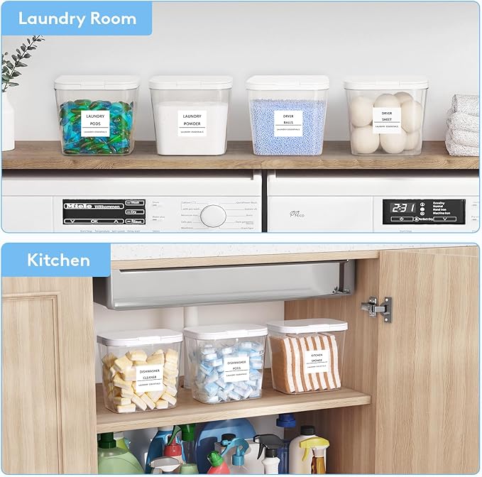 Lifewit Laundry Pods Container with Pop-up Lid, Laundry Room Organization, Dryer Sheet Holder for Washing Powder Scent Booster Beads, 2700 ml/0.72gal,3 Pcs