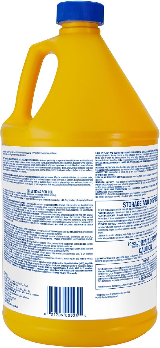 Zep Antibacterial Disinfectant With Lemon- 1 gal (Pack of 2) ZUBAC1282