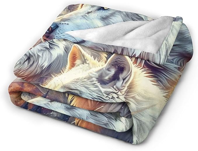 Tijuboni American Wolf Throw Blanket Wolf Gifts for Girls Boys Women Men Kids Adults Soft Flannel Fleece Blanket for Couch Sofa Bed Home Decor 50"x60"