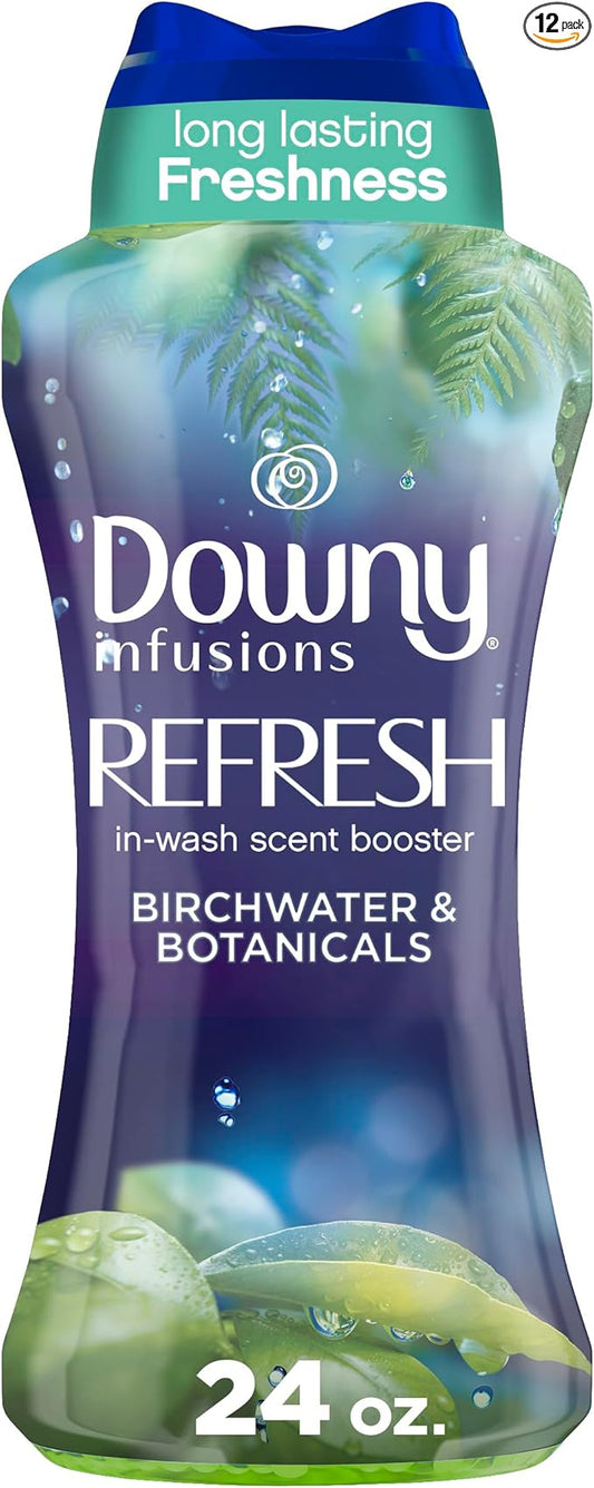 Downy Infusions In-Wash Laundry Scent Booster Beads, REFRESH, Botanical Florals and Birch Water Scent, 24 oz (Pack of 12)