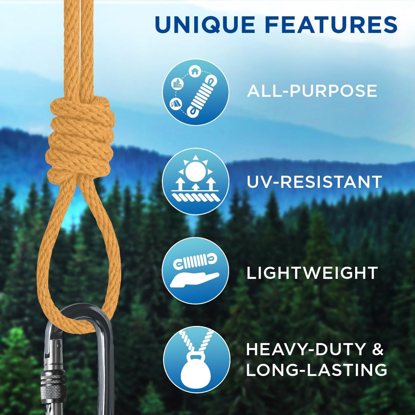 TECEUM Cotton Rope 3/16” (5 mm) – 50 FT – Strong All-Purpose Braided Rope – Natural Cotton – for Crafting, Сamping, Clothes Line, DIY, Indoor & Outdoor Use – Honey