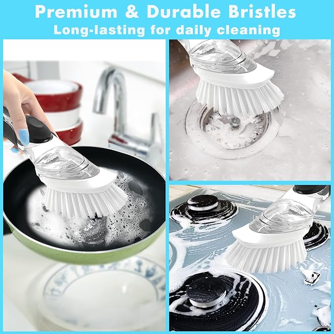 Dish Brush Refill, 8 Pack Soap Dispensing Dish Brush Refills, Dish Brush Replacement Head, Brush Dispenser Refill Fits Soap Dispensing Handle