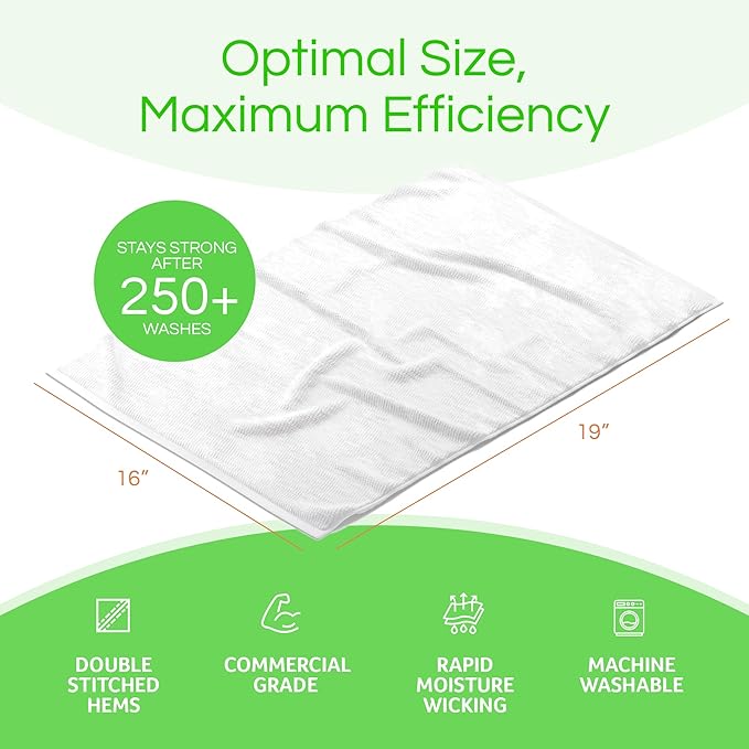 Towels N More 24-Pk 16x19 30 Oz. Absorbent Cotton Kitchen Bar Mop Towels | Reusable Kitchen Cleaning Towels for Chef, Cook, Home, Restaurant & Bar. Highly Absorbent, Multi-Purpose Cotton Towels