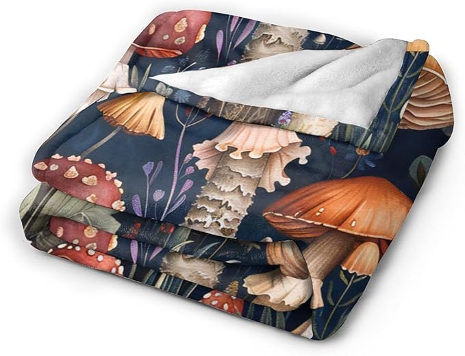 Tijuboni Mushroom Throw Blanket Mushroom Gifts for Girls Women Boys Men Kids Adults Soft Flannel Fleece Blanket for Couch Sofa Bed Home Decor 50"x60"