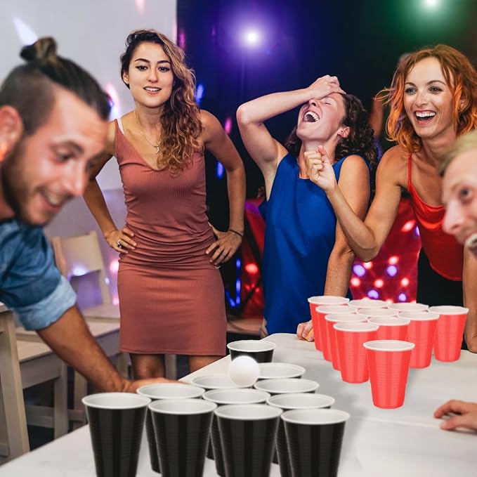 100PCS 16 oz Red Plastic Cups, Disposable Party Cups for Graduation Weddings, Birthdays & Festive Celebrations, Beverage Holiday Camping Barbecues, Reusable Party Supplies