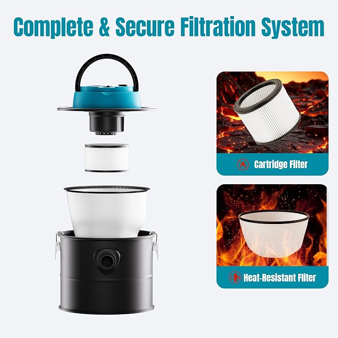 Cordless Ash Vacuum, 4 Gallon Fireplace Ash Vacuum for Pellet Stoves, Pellet Stove Vacuum with Blower Function for Fireplaces, Pellet Stoves(Tool Only)