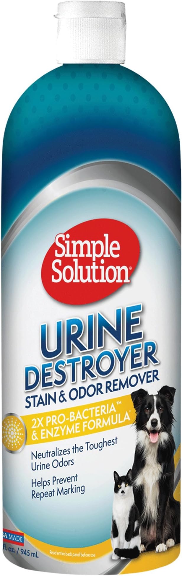 Simple Solution Urine Destroyer Enzymatic Cleaner, Urine Remover, Dog Stains, Pet Stain and Odor Remover, Odor Destroyer, 2X Pro-bacteria Cleaning Power, 32 Ounces