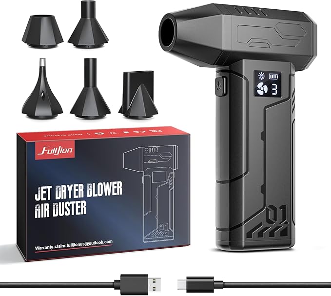 Compressed Air Duster 150000RPM, Super Power Electric Air Duster Cordless with LED Light, Replaces Canned Air, Portable Dust Blower for Computer, Keyboard, Home, Outdoor & Car