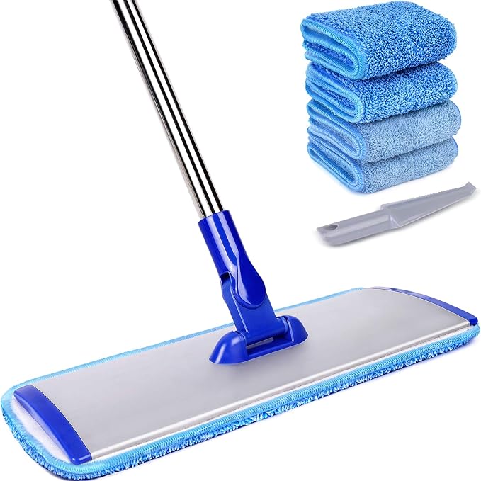 Conliwell Rubber Broom Carpet Rake for Pet Hair, Fur Remover Broom with Squeegee and 18" Professional Microfiber Mop Floor Cleaning System