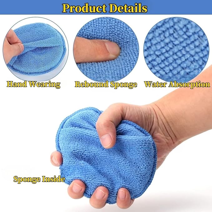 Microfiber Car Applicator Pads Advanced Car Paint Polishing and Waxing Sponges Cars Paint and Cockpit Detailing Care Tool(3PCS Yellow)