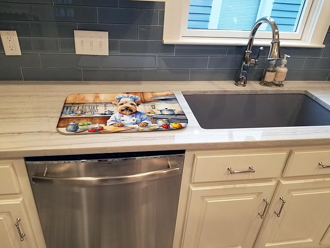 Caroline's Treasures DAC6340DDM Wheaten Terrier The Chef Dish Drying Mat Absorbent Dish Drying Mat Pad for Kitchen Counter Dish Drainer Mat for Countertop, 14 x 21", Multicolor
