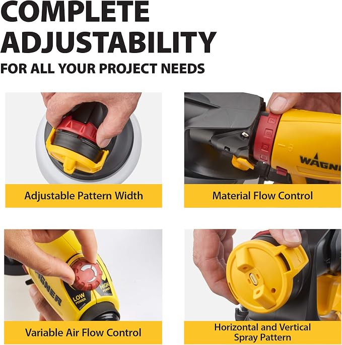 Wagner Spraytech 0529091 FLEXiO 5000 Stationary HVLP Paint & Stain Sprayer, Sprays Most Unthinned Latex, Includes 2 Nozzles, iSpray Nozzle & Detail Finish Nozzle, Complete Adjustability for All Needs