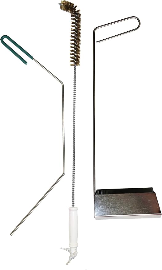 Extra Large 3-Piece Deep Fryer Cleaning Set – 31" Rod & Bristle Brush, Stainless Steel Crumb Scooper, Heat-Resistant to 750°F, Rust-Resistant, Durable, Perfect for Food Service, by FryOilSaver Co