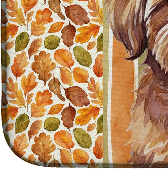 Caroline's Treasures Liver Shih Tzu Heirloom Fall Dish Drying Mat Absorbent Dish Drying Mat Pad for Kitchen Counter Dish Drainer Mat for Countertop, 14 x 21", Multicolor