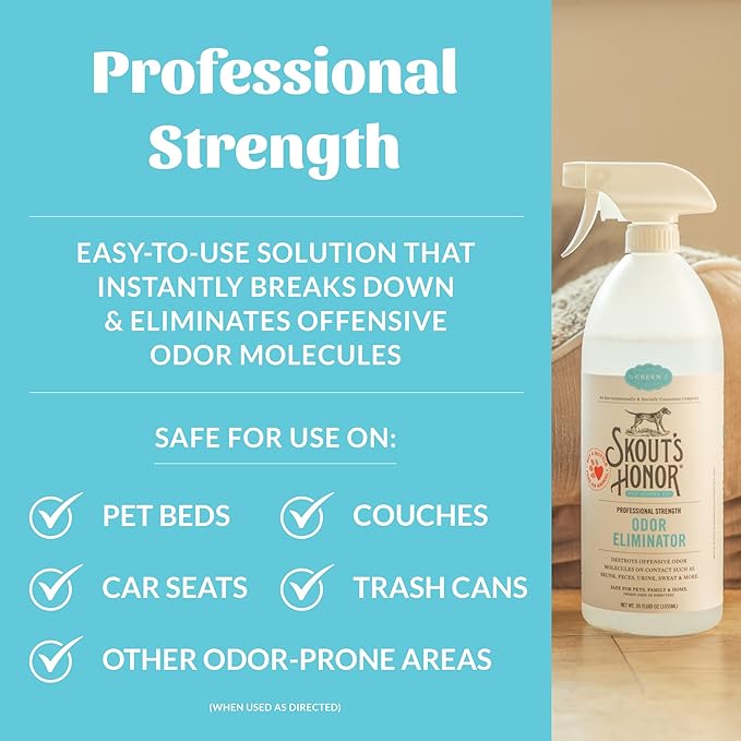 Skout's Honor Odor Eliminator - Plant-Powered Deodorizer for Offensive Pet Odors, Destroys Molecules On Contact - Biodegradable, Eco-Friendly, No Residue, 35 oz