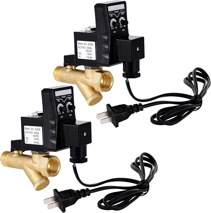 Bonuci 2 Sets Electronic Drain Valve Kit Automatic, 110V Timed Tank Drain Water Valve for Air Compressed