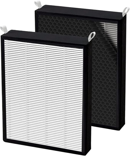 2 Pack True HEPA/Carbon Filters Replacement Compatible with NUWAVE OxyPure Large Area Smart Air Cleaner Purifier Models 47001, 47002, 47003, 47004, 47005, and 47006. Activated Carbon + HEPA Combo
