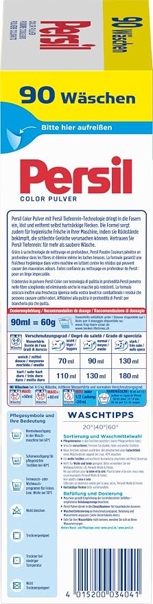 Persil Color Detergent Powder (90 Loads | 11.9 lbs | 5.4 kg) - Laundry Detergent for Color - Deep Clean Laundry and Freshness for the Machine