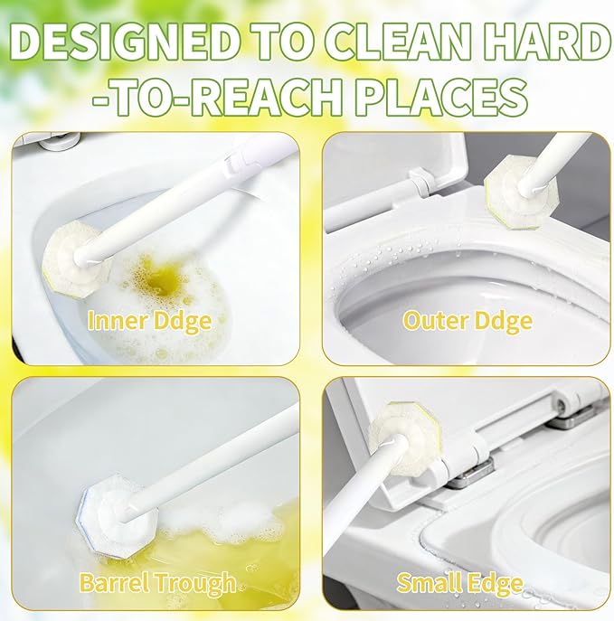 60 Count Toilet Bowl Wand Refills for Clorox, Disposable Toilet Cleaner Refill Pads for Clorox Wand Cleaning System, Upgrade Toilet Brush for Bathroom Cleaning,No Falling Apart,Light Scent