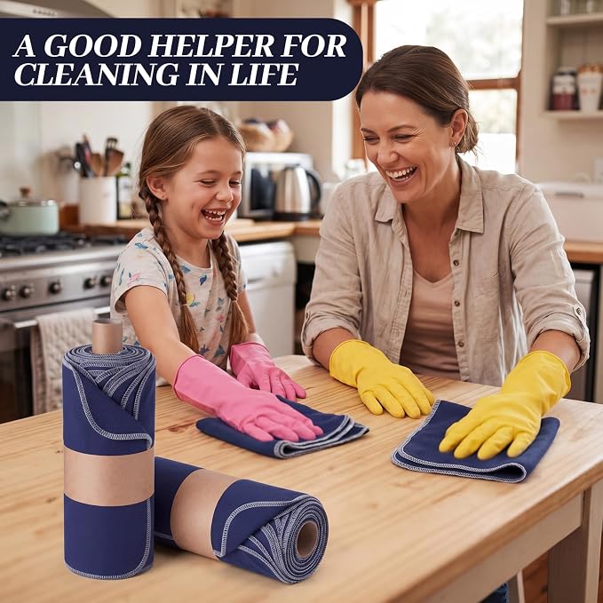 36 Pack Reusable Cleaning Cloths Washable Cotton Kitchen Towels for Home(Retro,Navy Blue)