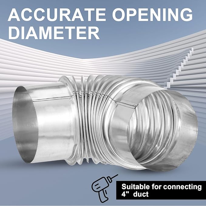 Hicarer 4 Pcs 4 Inch 90 Degree Galvanized Dryer Elbow Vent Tube Connector Adjustable Dryer Vent Elbow Connector for 4" HVAC Duct Pipe Hose Ductwork