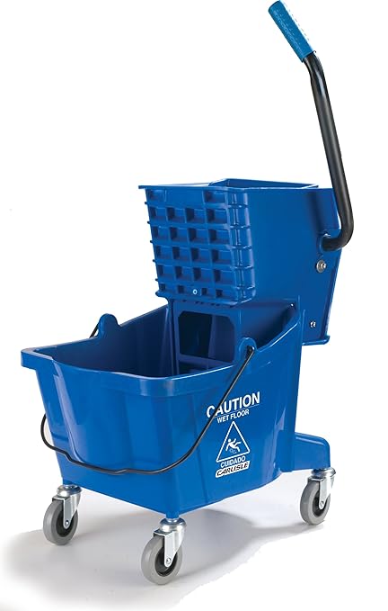 SPARTA Commercial Mop Bucket With Side Press Wringer, Floor Cleaning Essentials for Commercial and Home Use 26 Quart Capacity, 1 Count, Blue