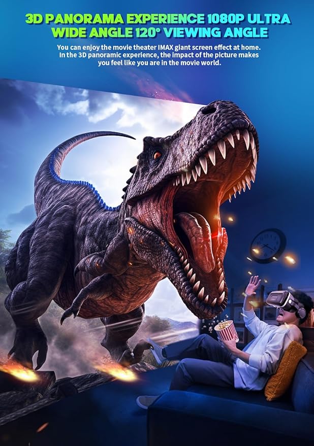 VR Headset with Built-in Headphones, 120° FOV & Aspherical Lenses for Smartphones - Immersive 3D Movies and Gaming Glasses