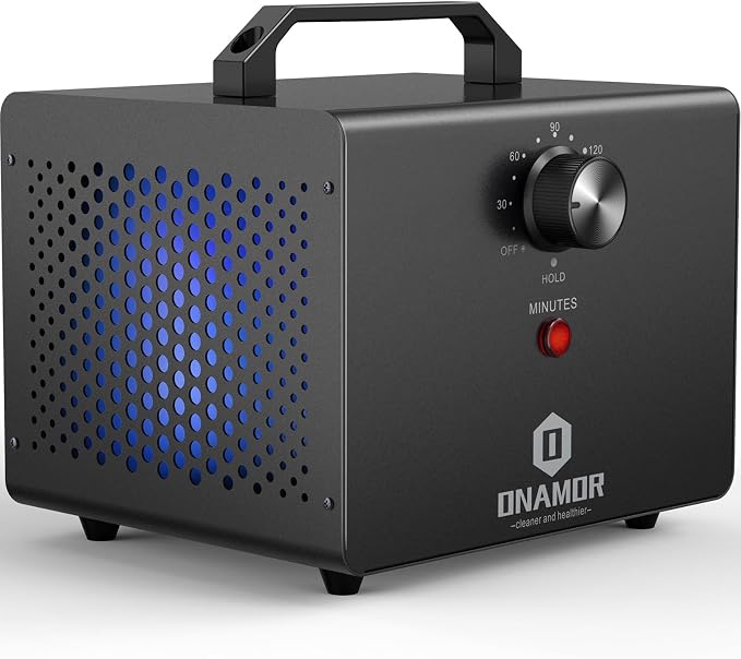 ONAMOR Ozone Generator 77000mg, Ozone Machine Ionizer O3 Deodorizer for Home, Basement, Smoke, and Pet Room (Eliminating Odors Area up to 4000 Square Feet, All Metallic Black)