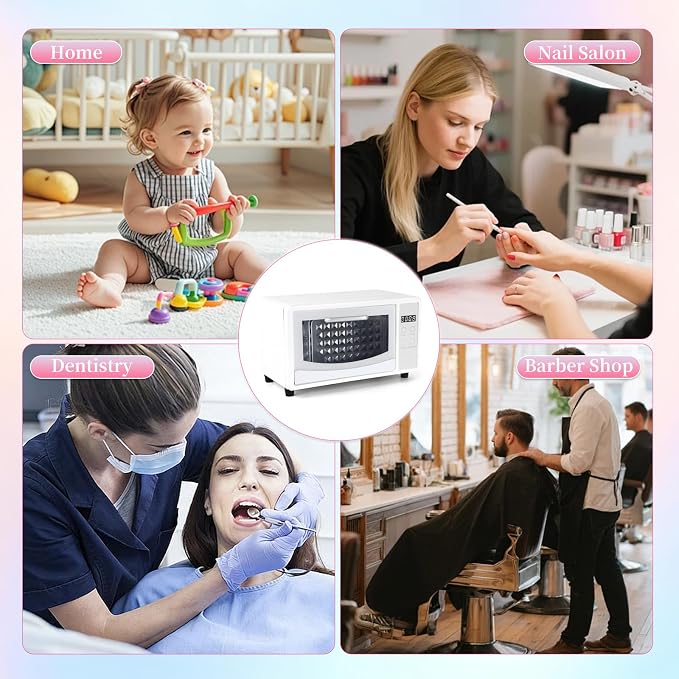Nail Tool Cleaning Machine, 10L Double-layer Large Capacity Storage Organizer, Multi-Functional Manicure Tool Cleaner Box Cabinet Dryer & Warmer for Home Use, Barbers, Beauty Salons, and Spas | Large Capacity; Aluminum Alloy Material; LCD Display; Drye...