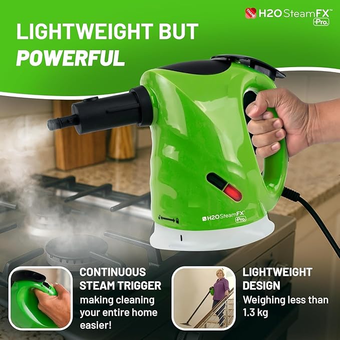 H2O Steam FX Pro Handheld Steam Cleaner | 5-in-1 Spot Cleaner & Floor Mop | Includes Extension Bars, Window & Garment Tools | Grout, Glass & Sealed Floors