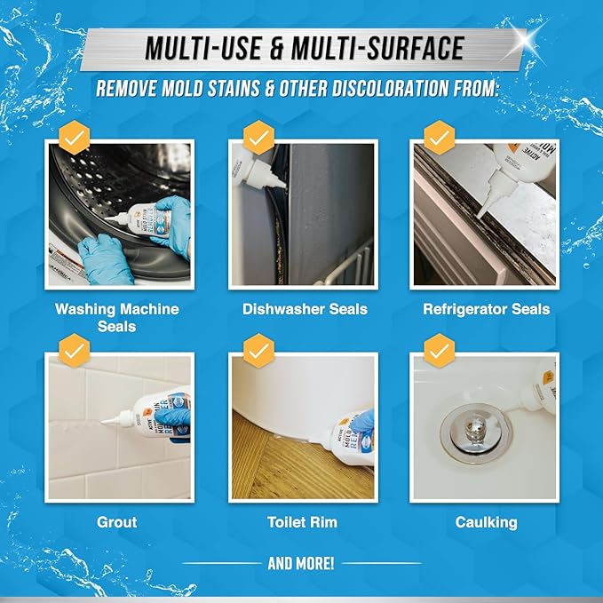 ACTIVE Automatic Toilet Bowl Cleaner and Mold Stain Remover - Includes 12ct Toilet Bowl Cleaning Tablets and 7oz Mold Stain Removing Gel