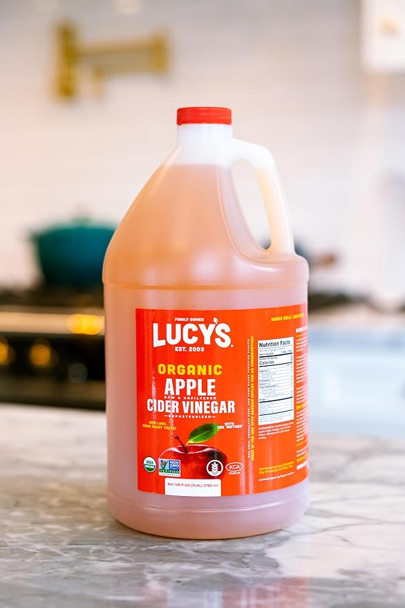 Lucy's Family Owned - USDA Organic NonGMO Raw Apple Cider Vinegar, Unfiltered, Unpasteurized, With the Mother, (2 Pack Gallon)