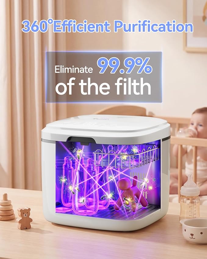 IAGREEA UV Cleaning and Dryer, 4 in 1 UV Box with 2 Fluorescent Tubes, Suitable for Baby Toys, Toothbrushes, Keys and Other Household Items, One-Click Sstart, Touch Control, No Cleaning Required