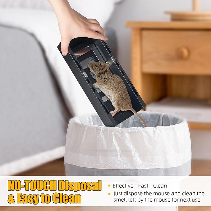Rat Trap Zapper Electric Mouse Zappers,2 Packs Electronic Rodent Zapper with Anti-Escape Baffle Indoor,Powerful Voltage Rats and Mice Traps, Reusable&No Touch Rodent Control for Home Use