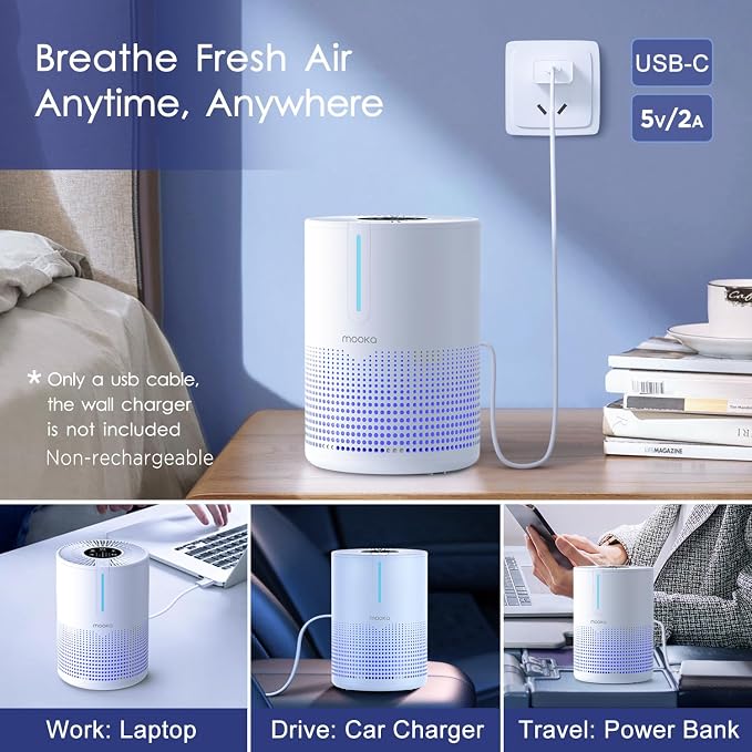 MOOKA 2 Air Purifiers M01 and KJ190H Black for Home Large Room 430ft² to 2200ft²