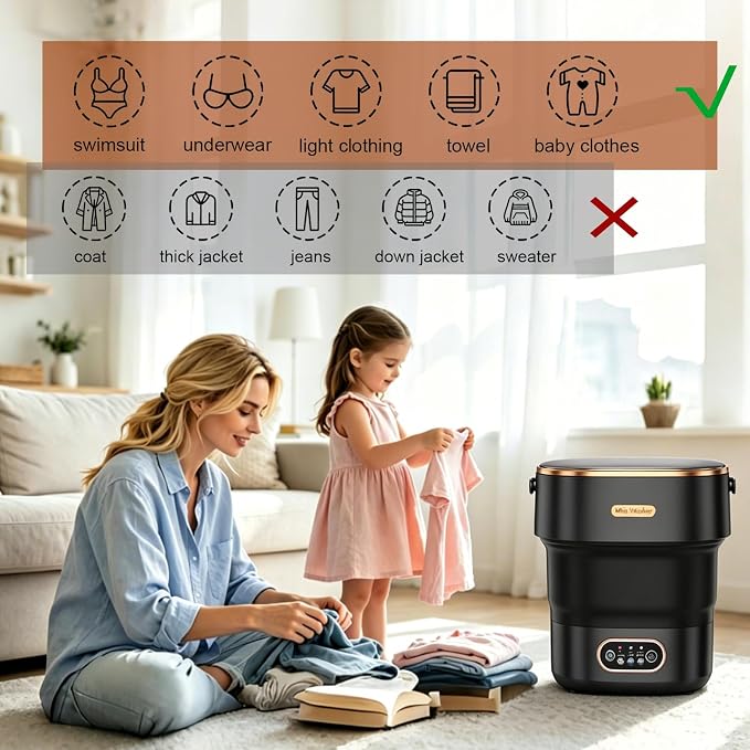 20L Mini Portable Washing Machine,Foldable Portable Washer Mini Lavadora Portatil for Apartment,RV,Camping,Travel – Wash Baby Clothes, Underwear,Bra Separately to Keep Clean and Healthy