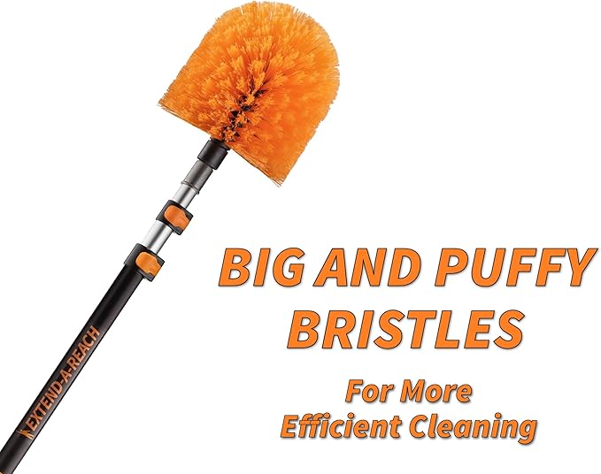 20 Foot High Reach Duster Kit with 4-12 ft Extension Pole & Light Bulb Changer Attachment Kit // Cobweb Duster, Feather Duster & Fan Duster // 2 Suction Cups and a Microfiber Cloth