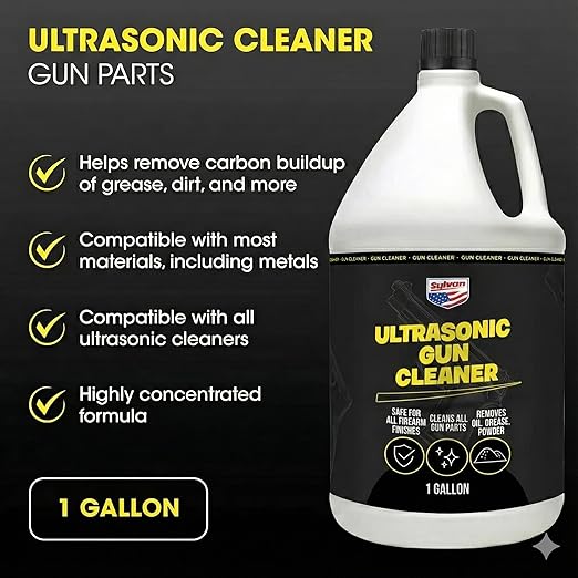 Ultrasonic Gun Cleaner Solution Concentrate + Free Cleaning Cloth | Makes 50 Gal. | Made in The USA | Gun Parts Cleaner for All Ultrasonic Machines | Highly Concentrated Firearm Cleaning Liquid