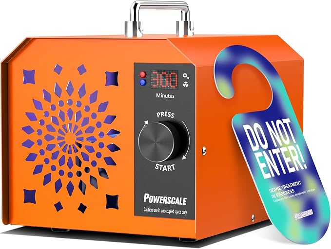 Powerscale OZB3 Industrial Ozone Generator 250,000mg/h for Fire/Smoke Damage, Pet Urine Odor, Large Homes, Restoration & Commercial — Ozone Machine Odor Eliminator, Orange