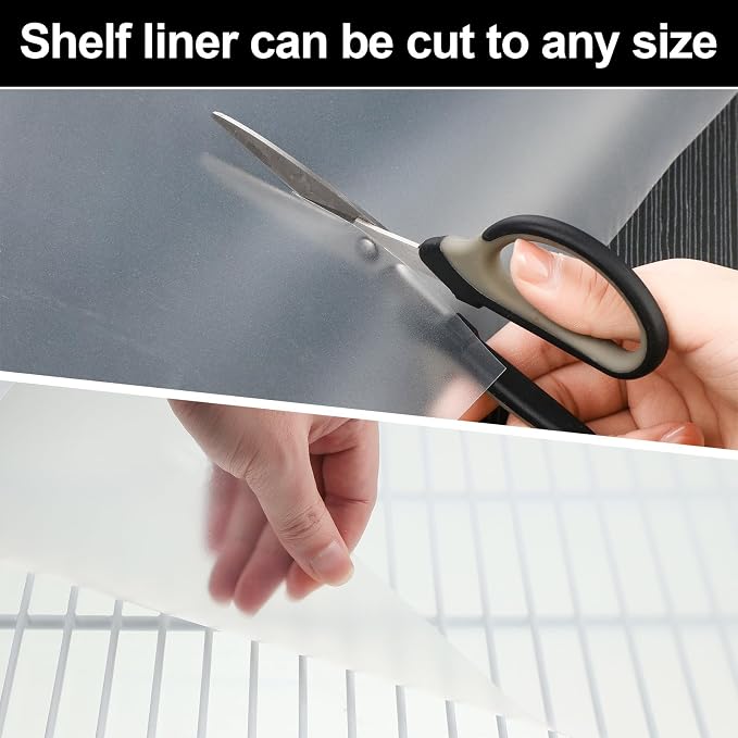 Barydat 8 Pcs Frosted Plastic Shelf Liner Waterproof Non Adhesive Shelf Mats for Wire Shelves Strength Wire Shelving Cover for Kitchen Shelving Unit Pantry Cabinet Storage (Clear,16 x 72 Inch)