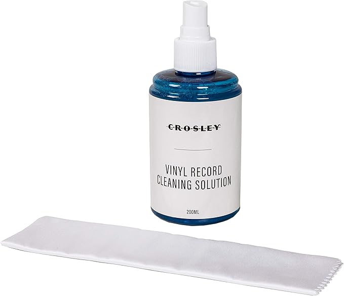 Crosley AC1024A 5-in-1 Record Cleaning Kit with Carbon Fiber Brush, Microfiber Cloth, Stylus Cleaner, Cleaning Solution, and Record Stand