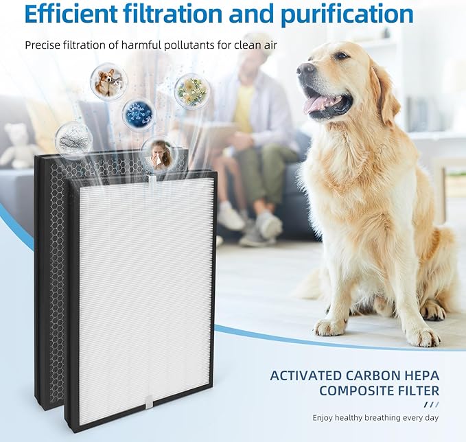 RF09550 Replacement Filter Compatible with AprilAire 9550 Air Purifier, Models: AP09550P, AP09550V,RF09550A True HEPA and Activated Carbon Filter 2pack