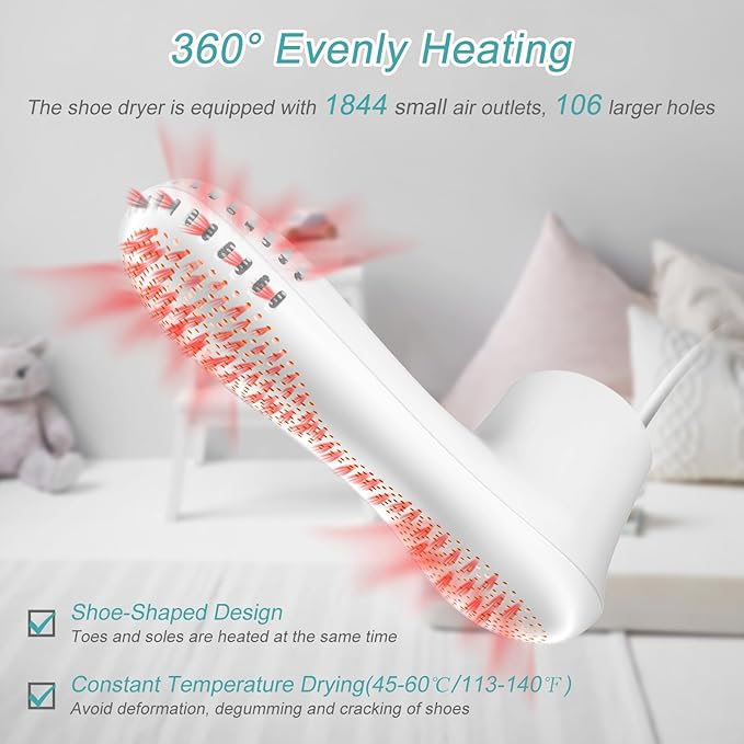 Home Care Wholesale Shoe Dryer and Deodorizer -Enhanced Deodorising, Boot Dryer with Timer Shoes Socks Heater Boots Warmer, No Noise | Durable Wire | US Plug