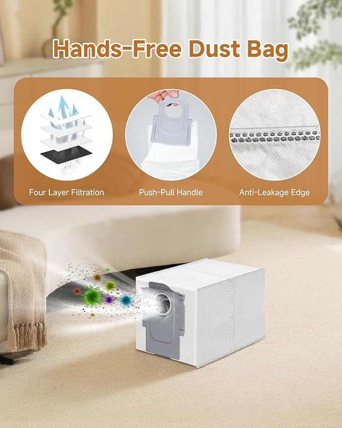 Qrevo Curv 2 Flow Replacement Kit for Roborock Qrevo Curv 2 Flow Robot Vacuum Cleaner, 24PCS Accessories Parts: 2 Mop Rollers 4 Main Brushes 6 Side Brushes 6 Activated Carbon Dust Bags 4 HEPA Filters