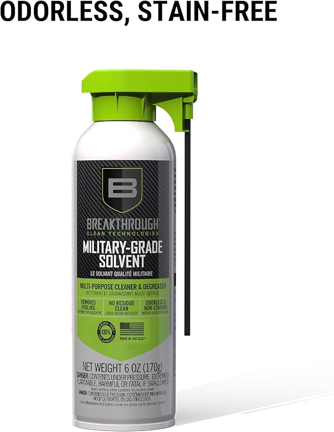 Breakthrough Clean Technologies Military-Grade Handgun and Rifle Cleaning Solvent, Grease Remover - 6oz/2oz/15ml/32oz Spray Bottle